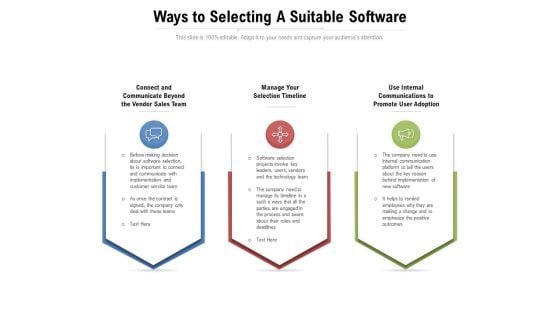 Ways To Selecting A Suitable Software Ppt PowerPoint Presentation Professional Graphic Tips PDF Ways To Selecting A Suitable Software Ppt PowerPoint Presentation Professional Graphic Tips PDF