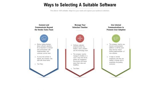 Ways To Selecting A Suitable Software Ppt PowerPoint Presentation Professional Graphic Tips PDF