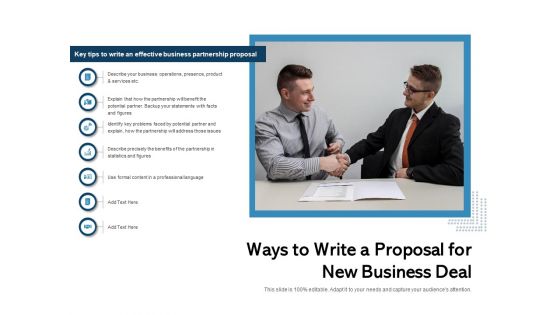 Ways To Write A Proposal For New Business Deal Ppt PowerPoint Presentation Styles Template PDF Ways To Write A Proposal For New Business Deal Ppt PowerPoint Presentation Styles Template PDF