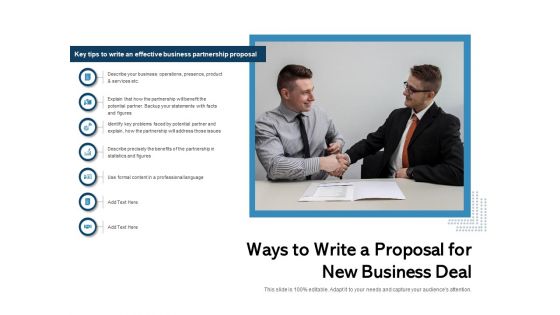 Ways To Write A Proposal For New Business Deal Ppt PowerPoint Presentation Styles Template PDF