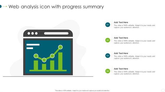 Web Analysis Icon With Progress Summary Elements PDF