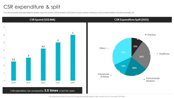 Web Design Company Overview CSR Expenditure And Split Brochure PDF
