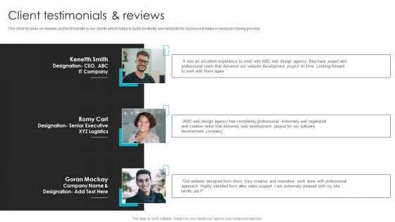 Web Design Company Overview Client Testimonials And Reviews Diagrams PDF Web Design Company Overview Client Testimonials And Reviews Diagrams PDF