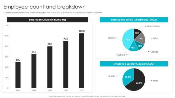 Web Design Company Overview Employee Count And Breakdown Topics PDF