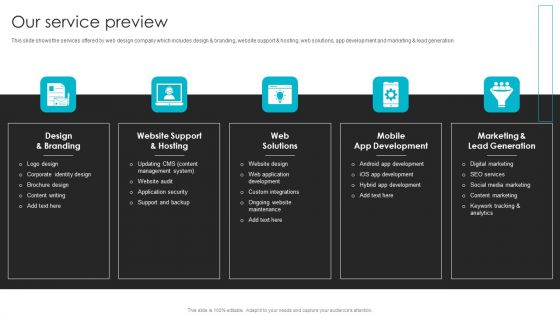 Web Design Company Overview Our Service Preview Introduction PDF