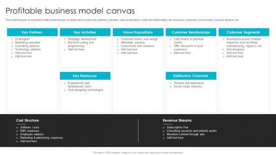 Web Design Company Overview Profitable Business Model Canvas Information PDF