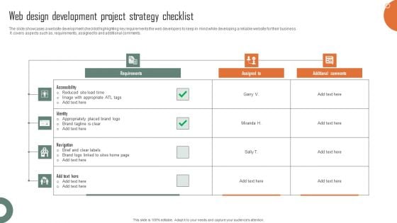 Web Design Development Project Strategy Checklist Infographics PDF