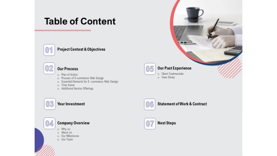 Web Design Services Proposal For Ecommerce Business Table Of Content Professional PDF