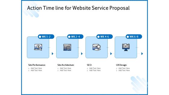Web Design Template Action Time Line For Website Service Proposal Mockup PDF