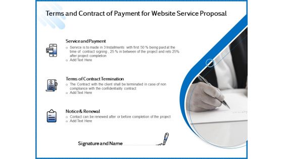 Web Design Template Terms And Contract Of Payment For Website Service Proposal Template PDF