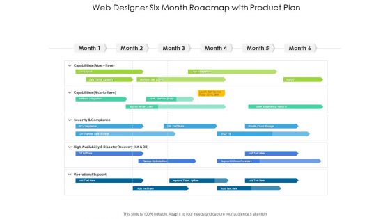 Web Designer Six Month Roadmap With Product Plan Ideas