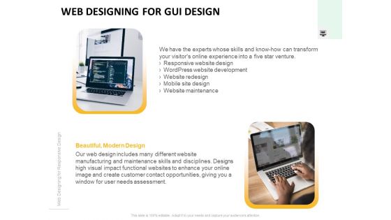 Web Designing For GUI Design Ppt PowerPoint Presentation Show PDF
