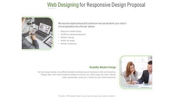 Web Designing For Responsive Design Proposal Ppt PowerPoint Presentation File Introduction PDF