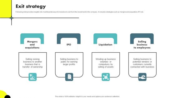 Web Designing Icon Investor Funding Elevator Pitch Deck Exit Strategy Formats PDF