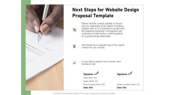 Web Designing Next Steps For Website Design Proposal Template Ppt Infographics Guide PDF