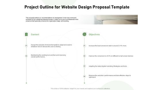 Web Designing Project Outline For Website Design Proposal Template Ppt Slides Objects PDF