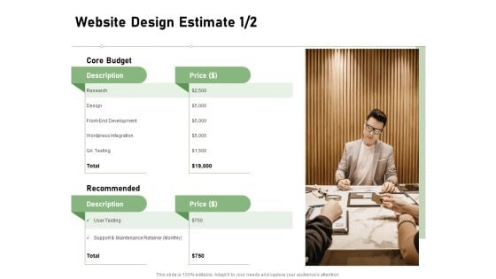 Web Designing Website Design Estimate Testing Ppt Portfolio Gallery PDF Web Designing Website Design Estimate Testing Ppt Portfolio Gallery PDF