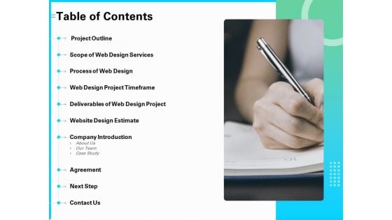 Web Development And IT Design Table Of Contents Ppt PowerPoint Presentation Portfolio Graphic Images PDF