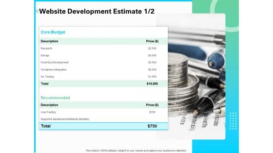 Web Development And IT Design Website Development Estimate Ppt PowerPoint Presentation Professional Diagrams PDF Web Development And IT Design Website Development Estimate Ppt PowerPoint Presentation Professional Diagrams PDF
