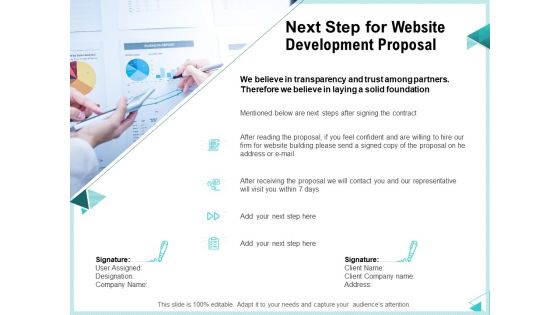 Web Development IT And Design Templates Next Step For Website Development Proposal Themes PDF