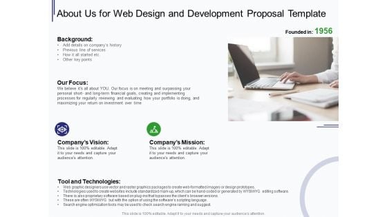 Web Development It And Design About Us For Web Design And Development Ppt Professional Slides PDF