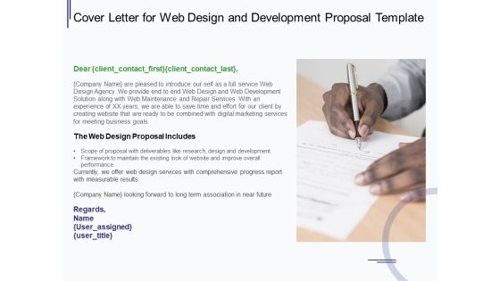 Web Development It And Design Cover Letter For Web Design And Development Ppt Icon Design Inspiration PDF