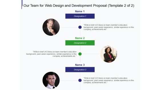 Web Development It And Design Our Team For Web Design And Development Designation Ppt Summary Icon PDF