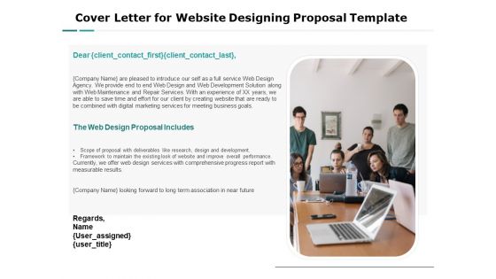 Web Engineering Cover Letter For Website Designing Proposal Template Ppt Inspiration Gridlines PDF