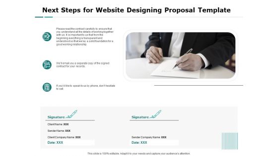 Web Engineering Next Steps For Website Designing Proposal Template Ppt Pictures Samples PDF