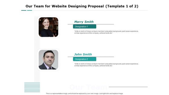 Web Engineering Our Team For Website Designing Proposal Template Achievements Ppt Layouts Guide PDF