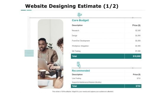 Web Engineering Website Designing Estimate Research Ppt Summary Images PDF