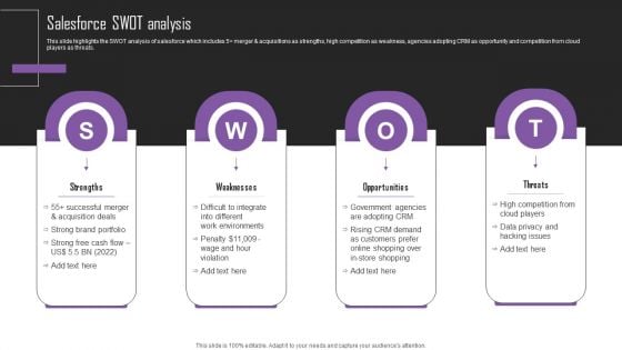 Web Hosting Software Company Outline Salesforce SWOT Analysis Rules PDF