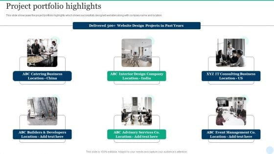 Web Interface Development Services Company Summary Project Portfolio Highlights Clipart PDF