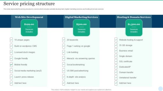 Web Interface Development Services Company Summary Service Pricing Structure Inspiration PDF