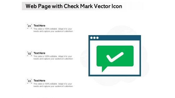 Web Page With Check Mark Vector Icon Ppt PowerPoint Presentation Icon Slideshow PDF