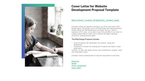 Web Redesign Cover Letter For Website Development Proposal Template Ppt Professional Smartart PDF