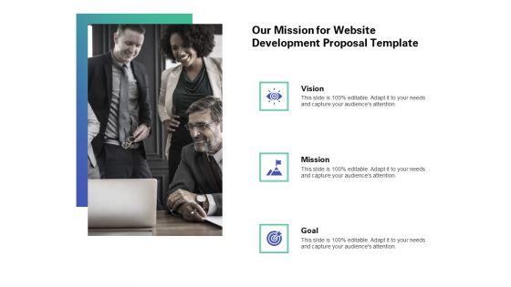 Web Redesign Our Mission For Website Development Proposal Template Ppt Infographic Template Format PDF