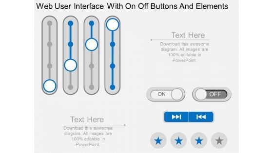 Web User Interface With On Off Buttons And Elements Powerpoint Template