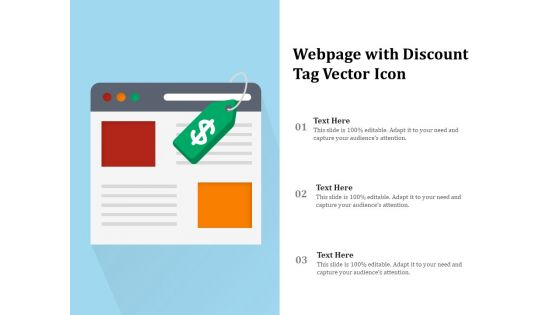 Webpage With Discount Tag Vector Icon Ppt PowerPoint Presentation Icon Example PDF
