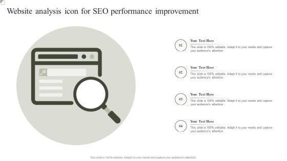 Website Analysis Icon For SEO Performance Improvement Ppt Gallery Professional PDF