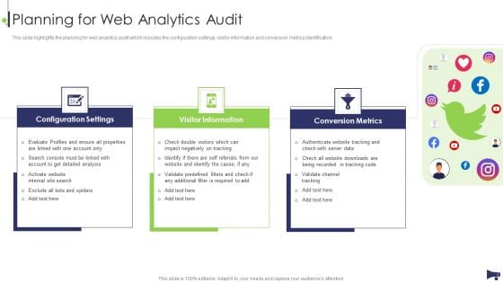 Website And Social Media Planning For Web Analytics Audit Ppt Infographic Template Backgrounds PDF Website And Social Media Planning For Web Analytics Audit Ppt Infographic Template Backgrounds PDF