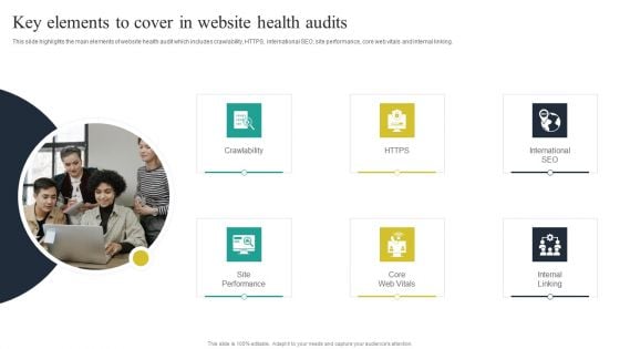 Website Audit To Increase Conversion Rate Key Elements To Cover In Website Health Audits Graphics PDF Website Audit To Increase Conversion Rate Key Elements To Cover In Website Health Audits Graphics PDF