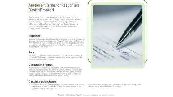 Website Design And Development Agreement Terms For Responsive Design Proposal Formats PDF