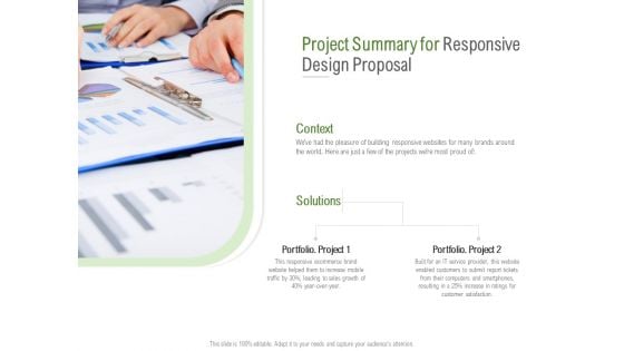 Website Design And Development Project Summary For Responsive Design Proposal Professional PDF