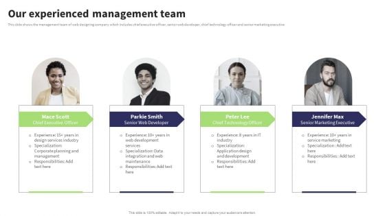 Website Design And Development Services Company Profile Our Experienced Management Designs PDF Website Design And Development Services Company Profile Our Experienced Management Designs PDF