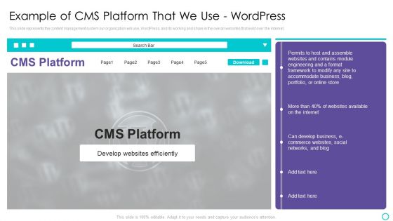 Website Designing And Development Service Example Of CMS Platform That We Use Wordpress Slides PDF