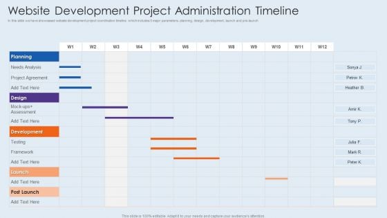 Website Development Project Administration Timeline Portrait PDF Website Development Project Administration Timeline Portrait PDF