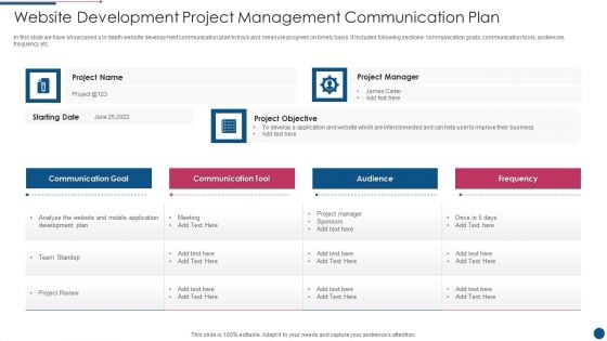 Website Development Project Management Communication Plan Guidelines PDF