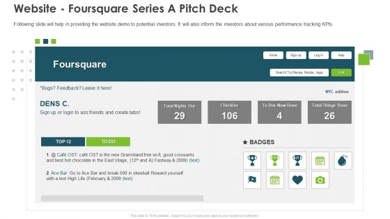 Website Foursquare Series A Pitch Deck Ppt Gallery Inspiration PDF