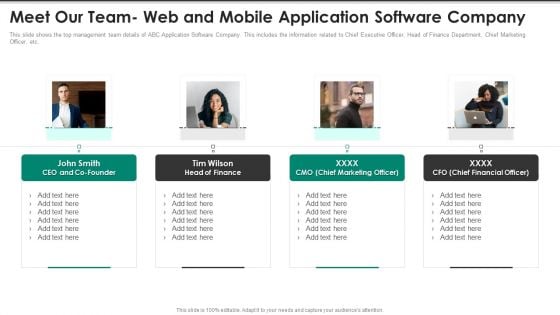 Website Interface And Application Development Firm Meet Our Team Web And Mobile Pictures PDF Website Interface And Application Development Firm Meet Our Team Web And Mobile Pictures PDF